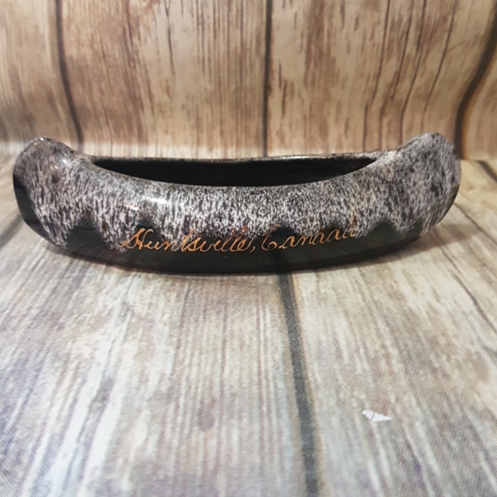 Canadian drip glaze pottery canoe